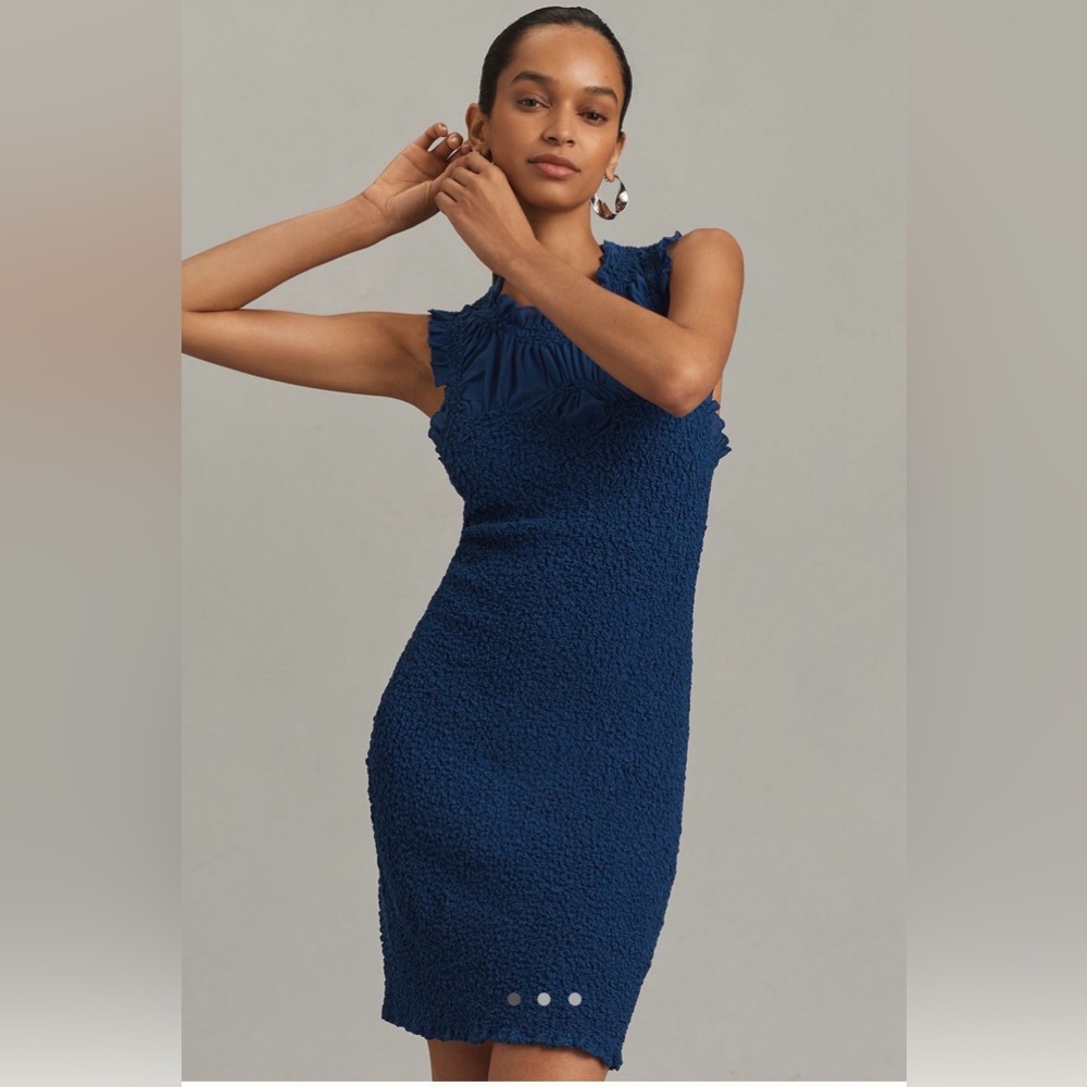 Anthropologie Ruffle-Trim Textured Mini Dress (M)